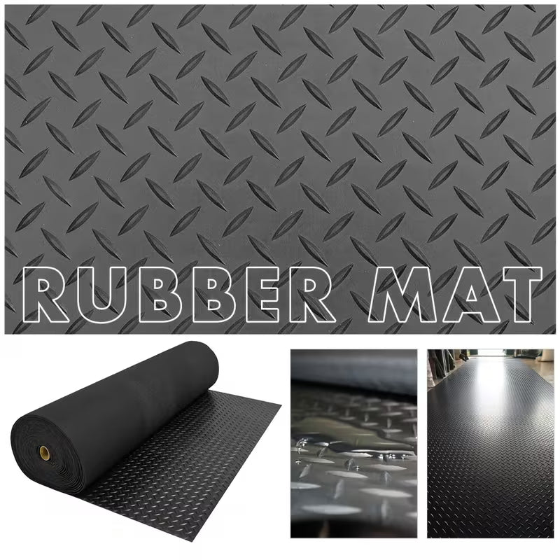 1pc rubber floor mat garage and shop floor mat willow black 100cm*300cm 39.37in*118.11in. Suitable for garages